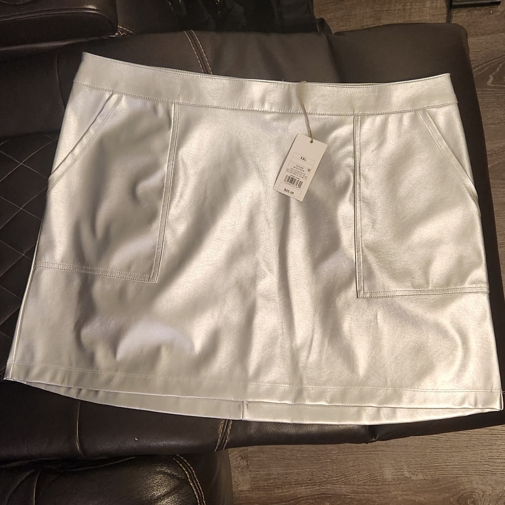 Metallic Silver A New Day Mini Skirt